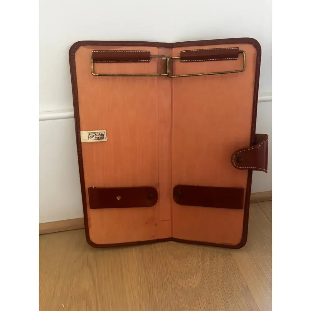 Vintage Top Grain Cowhide Leather Travel Document Portfolio Organizer USA